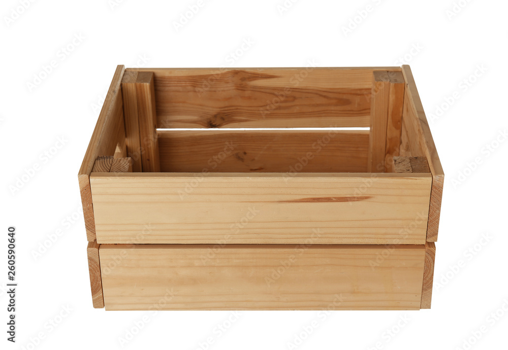 Wooden crate on white background. Shipping container Wooden crate on white background. Shipping container