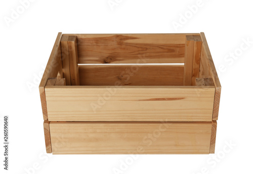 Wooden crate on white background. Shipping container © New Africa