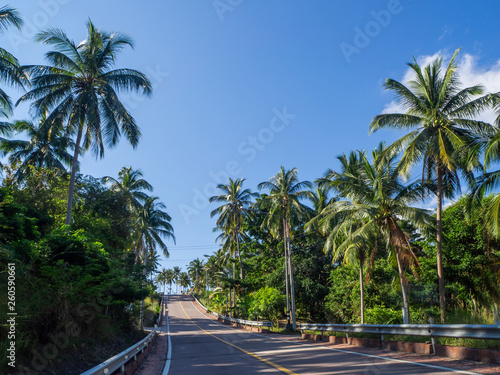 The beautiful roads of Koh Phangan go into the distance. Thailand