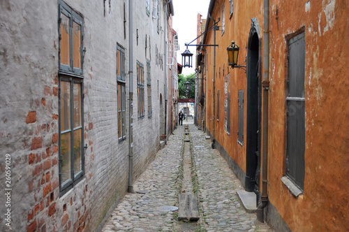 Narrow street in Helsingor, Denmark