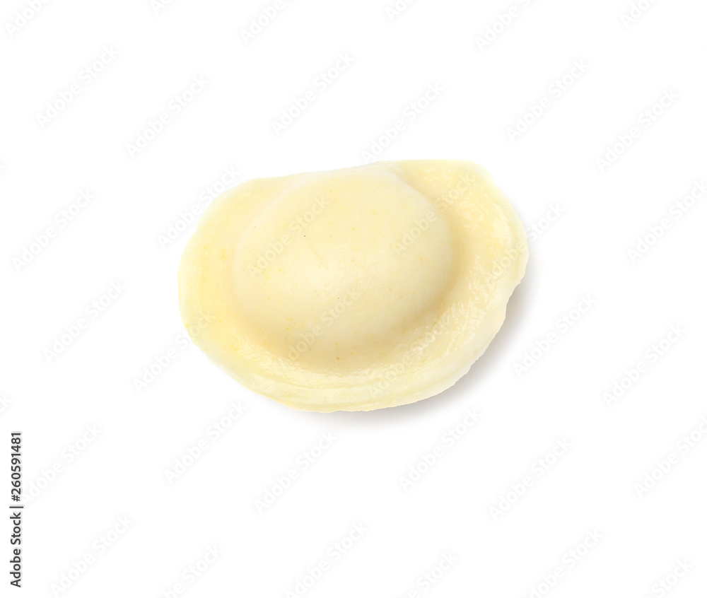 Boiled dumpling on white background, top view Boiled dumpling on white background, top view
