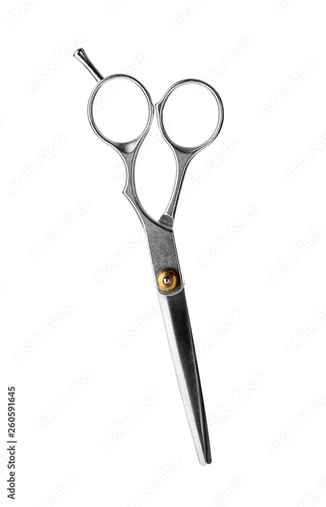 New scissors on white background. Professional hairdresser tool New scissors on white background. Professional hairdresser tool