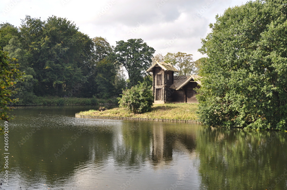 Wooden house on the lake in Denmark