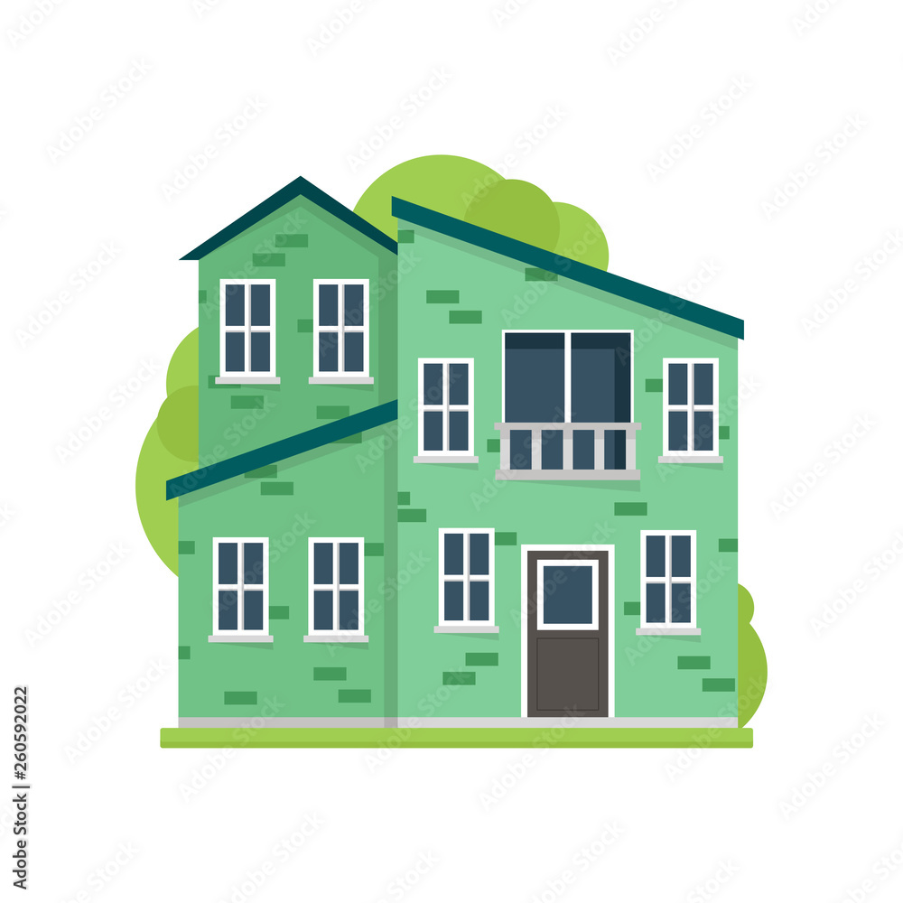 Green paint residential house in modern safe village Green paint residential house in modern safe village