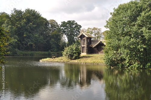 Wooden house on the lake in Denmark