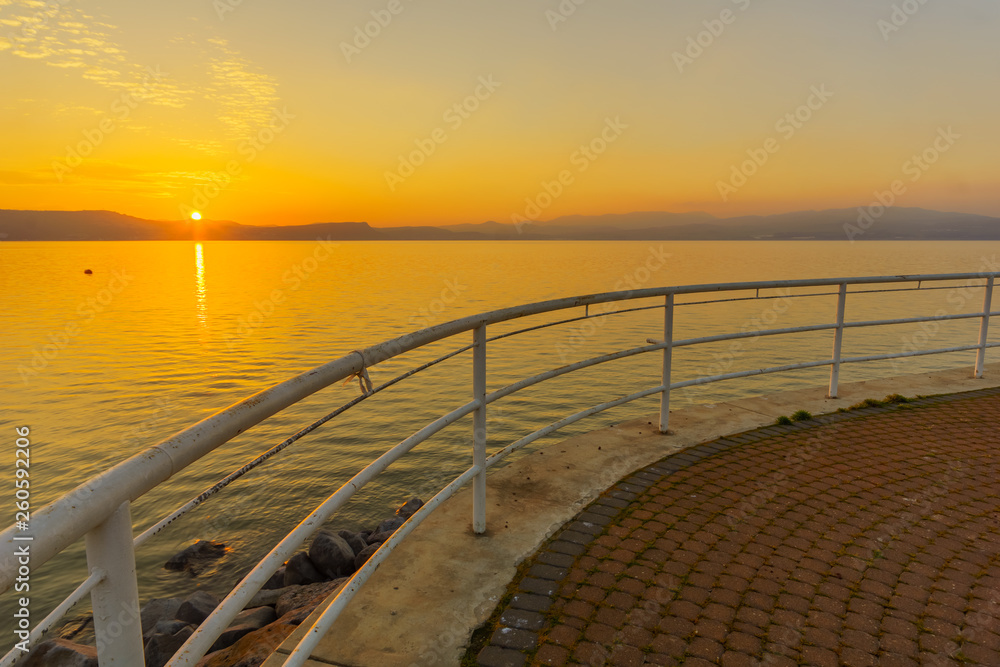 Sunset view of the Sea of Galilee, from Ein Gev