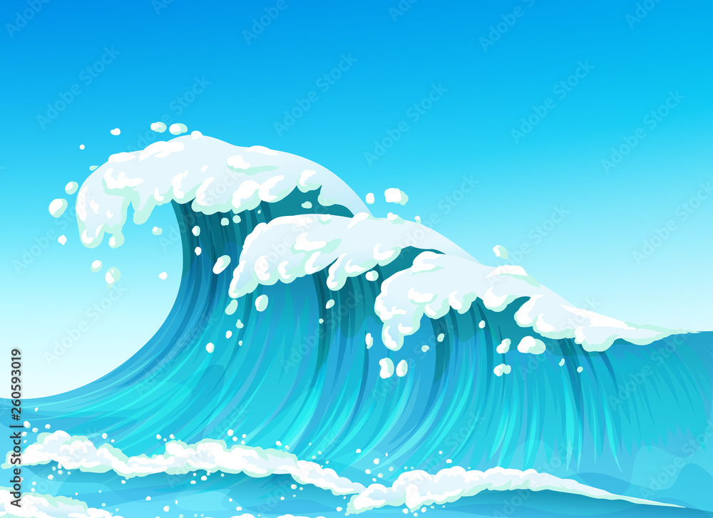 Big sea or ocean wave with splashes and white foam, seascape Big sea or ocean wave with splashes and white foam, seascape