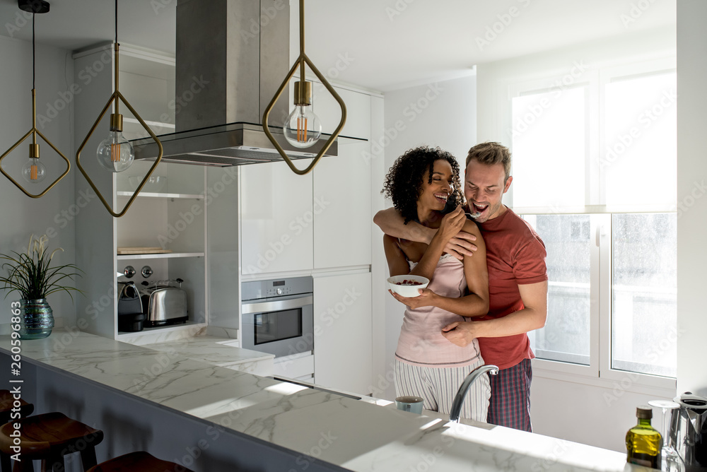 Couple having breakfast at home Couple having breakfast at home