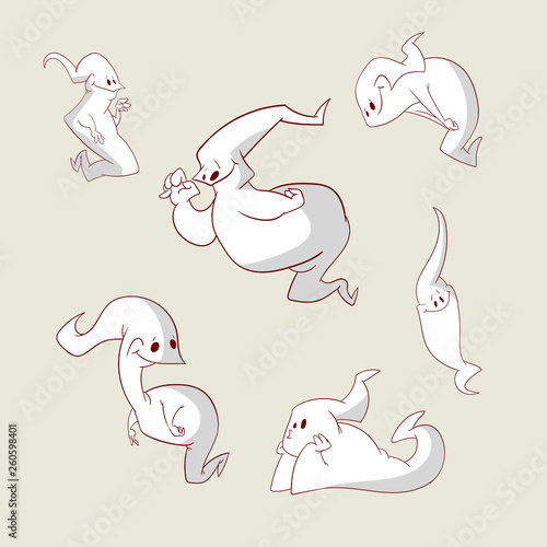 collection of vector cartoon ghosts