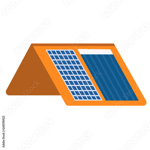 Solar heating and charging panels flat illustration