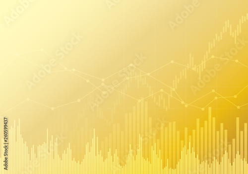 Illustration of investment or business chart on golden background, vector