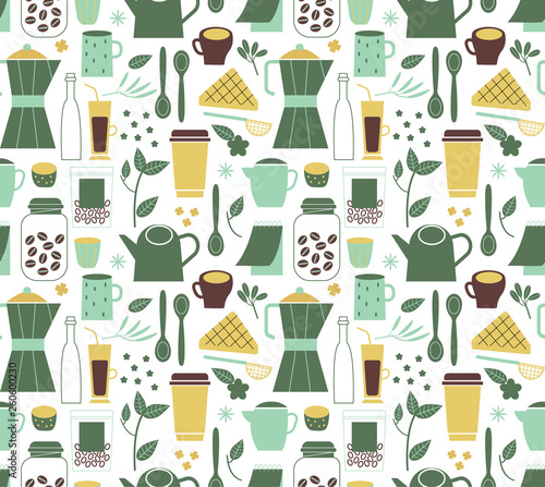 Kitchen pattern flat illustration