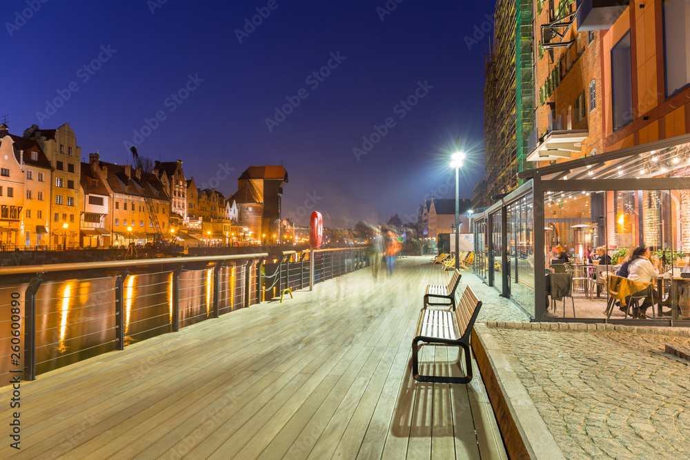 Architecture of the old town of Gdansk with historic Crane at Motlawa river, Poland