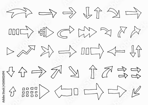 Vector set of arrow shapes isolated on white
