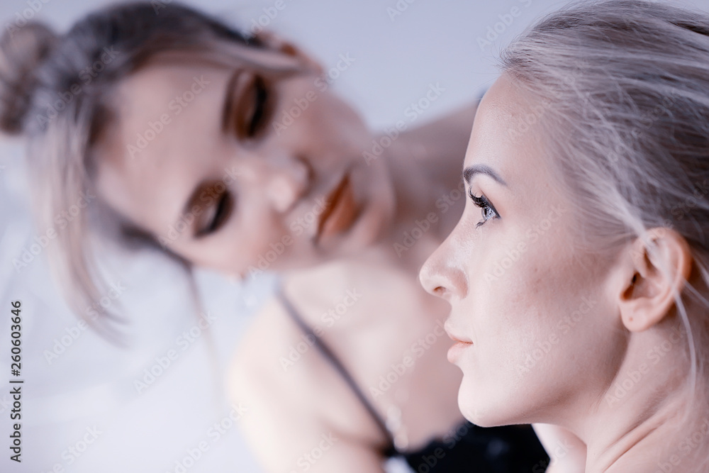 professional make-up in the beauty salon / master makes a professional fresh summer make-up of a beautiful model in the salon professional make-up in the beauty salon / master makes a professional fresh summer make-up of a beautiful model in the salon