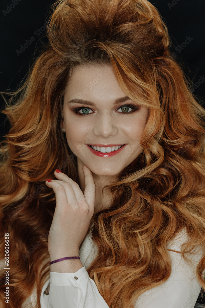 Fototapeta premium Ginger Hair Make-up Model Backstage Portrait