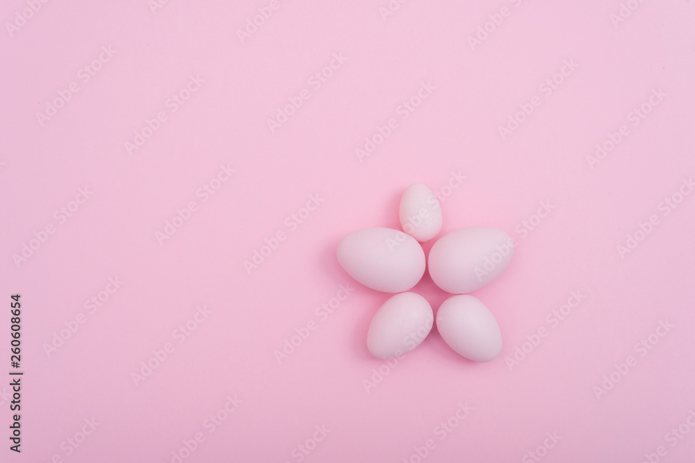 Spreaded Easter eggs on pink background Spreaded Easter eggs on pink background