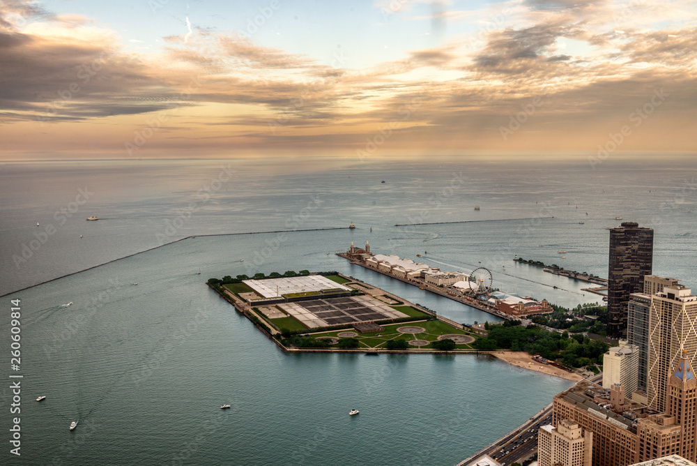 Aerial View of the port of Chicago