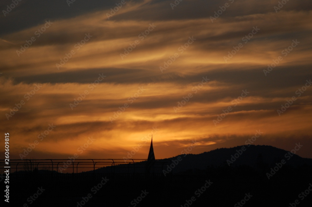 Golden Sunset with Steeple
