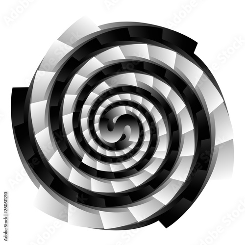 Curls and spirals,mesmerizing and hypnotic background.  Surrealism. Psychology and philosophy, a poster for printing. Black and white fractal background. Escher style. Images in the style of optical v