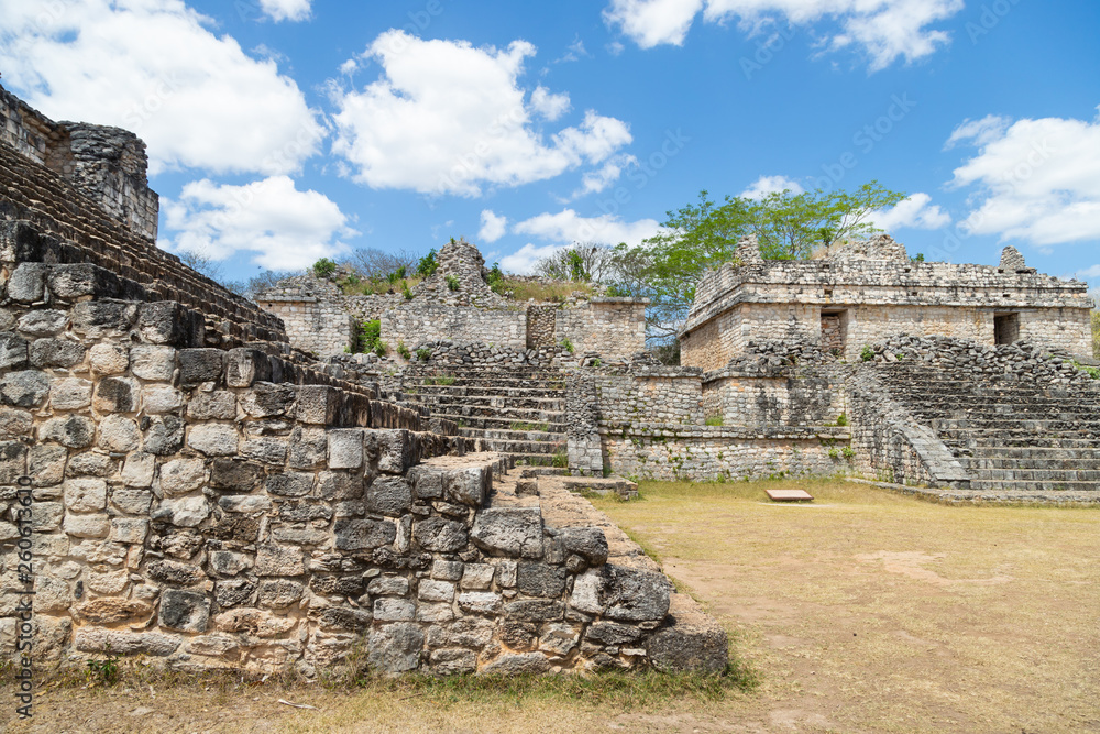 Ancient Maya city of Ek Balam. Acropolis, the largest structure at Ek Balam ruins, archaeological zone of the ancient Mayan civilization, Yucatan, Mexico