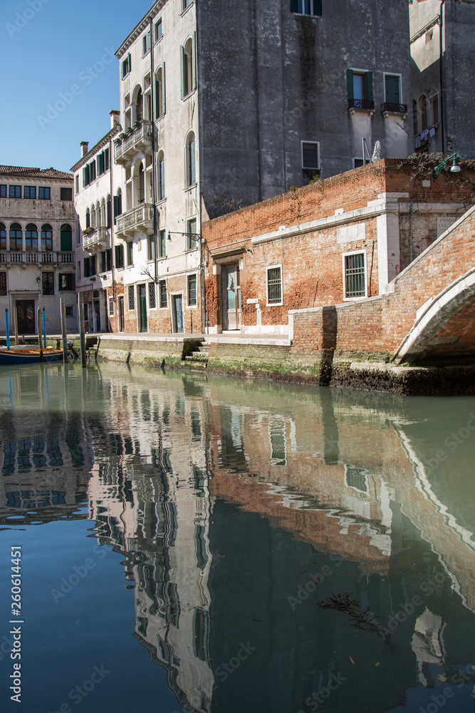 Beautiful canal in Italy , Venice, march , 2019