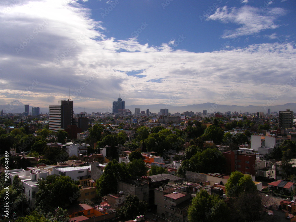 Fototapeta premium Mexico city views, volcanos. Popocatepl, Izztlazihuatl