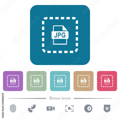 Place jpg file flat icons on color rounded square backgrounds