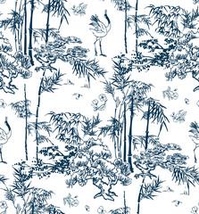 Canvas schilderij Japanse stijl patronen Japans bamboe en dennenboom patroon  © CharlieNati