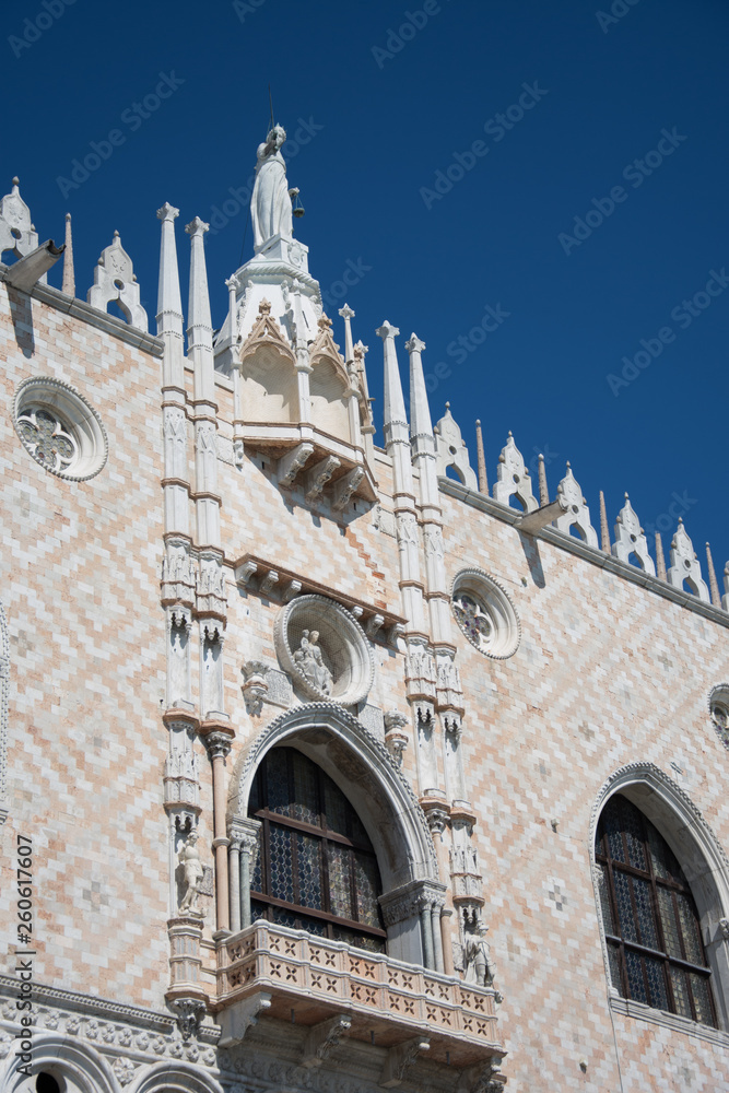 Architectural detail of Doge's palace in Venice,Facade of Doge palace,ITALY