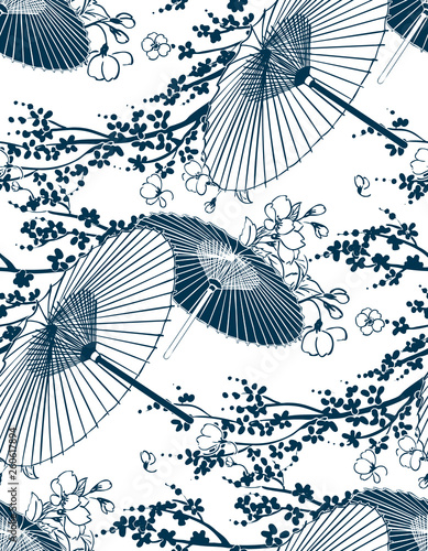 japanese traditional vector illustration sakura umbrella pattern