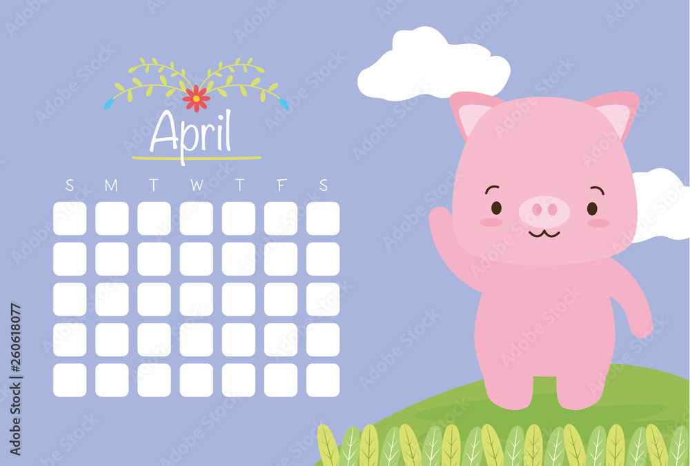 Naklejka premium cute animals calendar