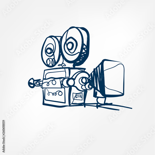 camera vector sketch illustration outline isolated stylish