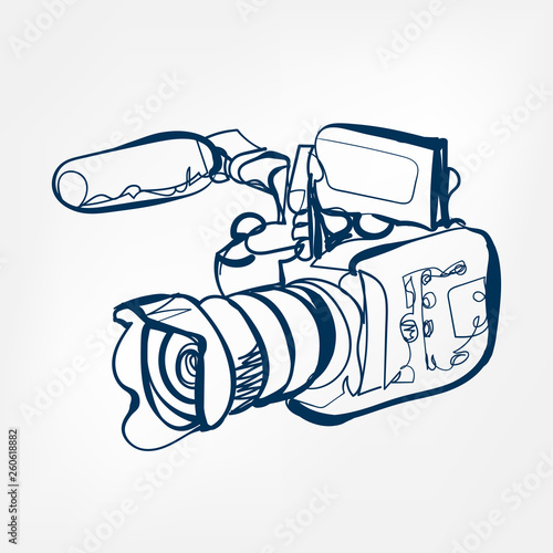 camera vector sketch illustration line isolated film
