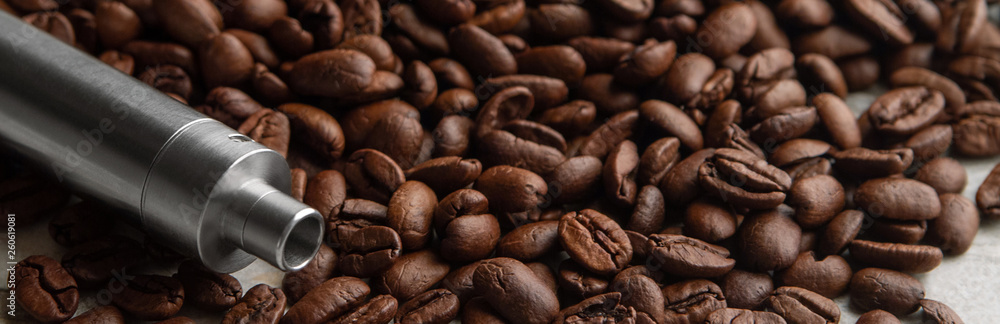 Concept of vape coffee flavor. Horizontal photo Banner Concept of vape coffee flavor. Horizontal photo Banner