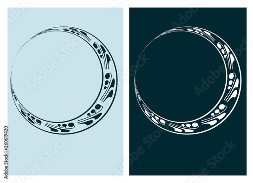 art nouveau moon vector frame vector pair line isolated