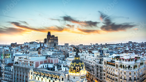 Madrid panorama during sunset  Spain