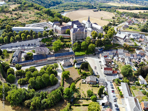 Tableau sur toile Aerial view of Floreffe Abbey during summer day, Belgium