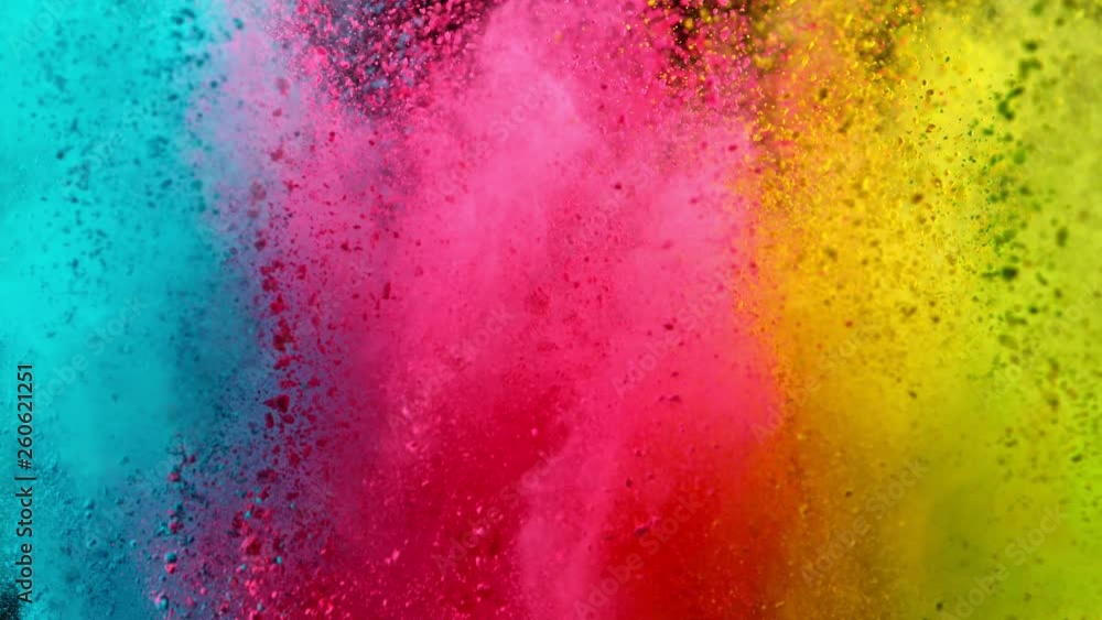Super Slowmotion Shot of Color Powder Explosion Isolated on Black Background. Super Slowmotion Shot of Color Powder Explosion Isolated on Black Background.