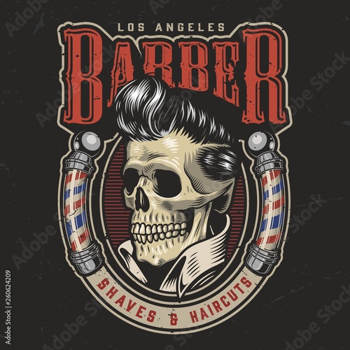 Colorful barbershop round logotype