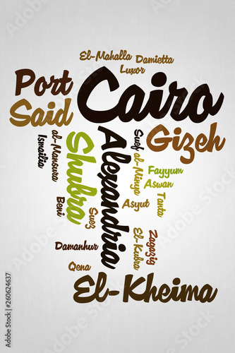 Cairo Word cloud with cities of Egypt photo