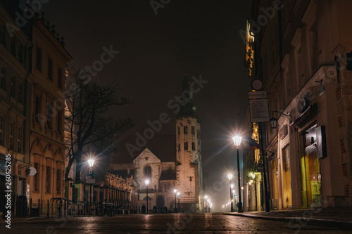 St. Andrew s Church  Krak  w. Famous religious landmark at night