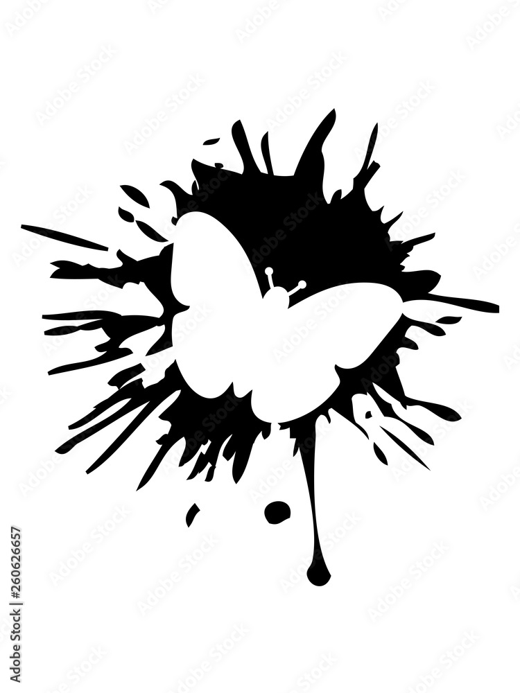 schmetterling graffiti farb klecks spritzer farbe tropfen silhouette insekt  flügel fliegen frühling schön hübsch logo design cool Stock Illustration