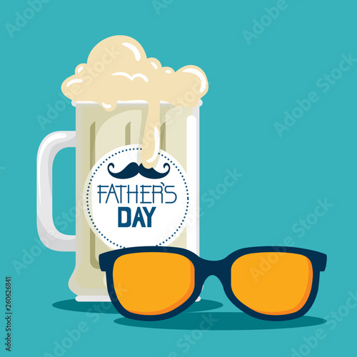 cup with label and mustache to fathers day
