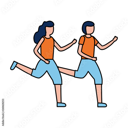man and woman training activity