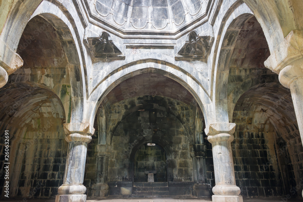 Alaverdi, Armenia - Jun 11 2018: Haghpat Monastery in Haghpat village, Alaverdi, Lori, Armenia. It is part of the World Heritage Site - Monasteries of Haghpat and Sanahin.