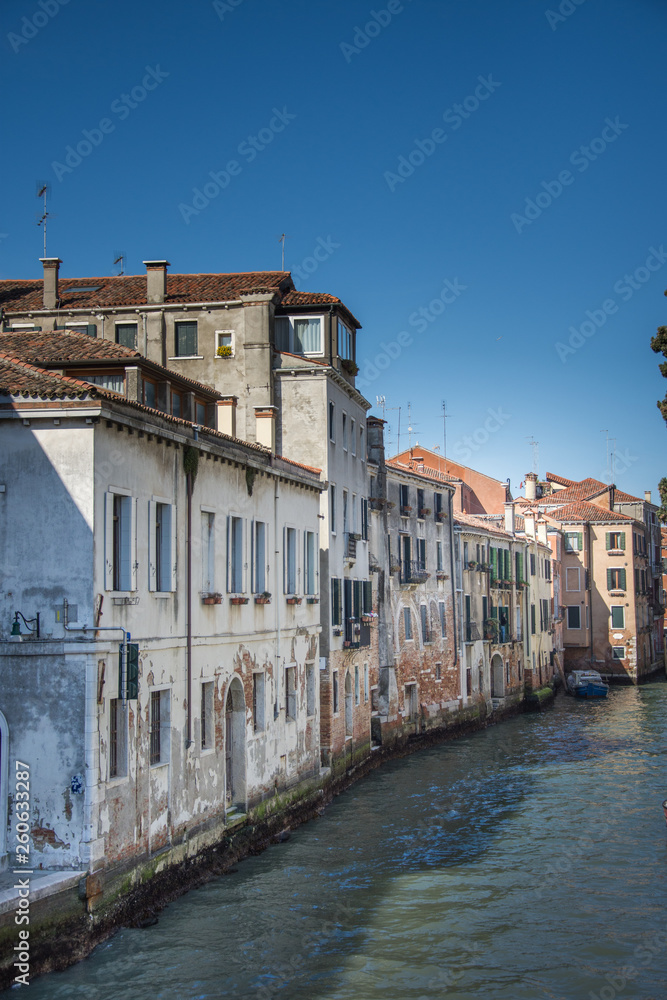 Beautiful canal and boat in Venice, Italy  in Venice, Italymarch , 2019
