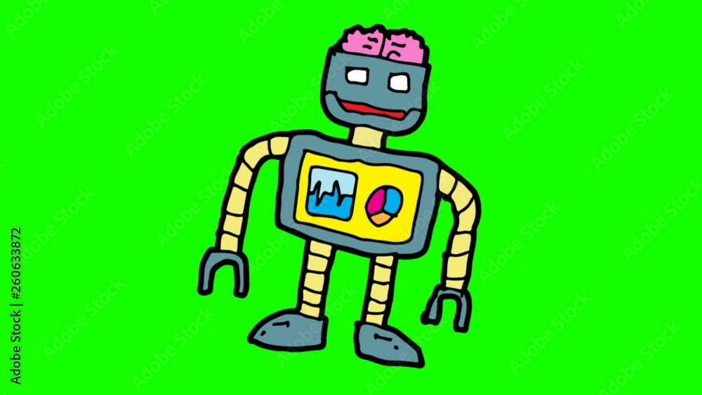 kids drawing green screen with theme of smart robot kids drawing green screen with theme of smart robot