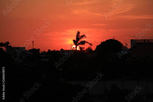 silhouette of cyclist on sunset