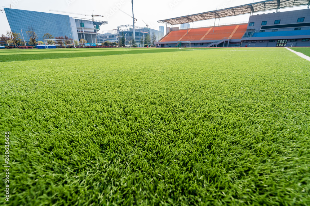 beautiful pattern of fresh green grass for football sport, football field, soccer field, team sport texture